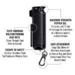 SAFE ESCAPE TOOL PEPPER GEL/BELT CUTTER - BLACK - Image 2